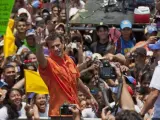 El candidato opositor a la presidencia de Venezuela, Henrique Capriles, durante el acto de cierre de campaña en San Fernando.