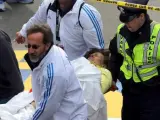Uno de los heridos en la explosión de la maratón de Boston.
