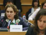 Ada Colau, portavoz de la Plataforma de Afectados por la Hipoteca (PAH), interviene durante la celebración del Comité de Peticiones en el Parlamento Europeo, en Bruselas, Bélgica.