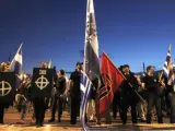 Fotografía de archivo tomada el 29 de noviembre de 2012 de una concentración del partido neonazi Amanecer Dorado.