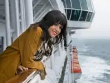 Raquel del Rosario, cantante de El Sueño de Morfeo, llegando a Malmö a bordo de un crucero.