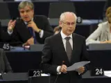 El presidente del Consejo Europeo, Herman Van Rompuy, en Estrasburgo.