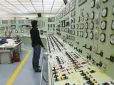 Un trabajador comprueba en panel de control de la central de Garoña.