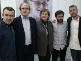Lorenzo Silva, Ángel Gabilondo, Olga Lucas, Jordi Evole, David Frías, durante el homenaje que se le rindió al escritor José Luis Sampedro, en el marco de la Feria del Libro de Madrid.
