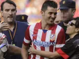 David Villa, durante su presentación como jugador del Atlético de Madrid