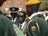 El reelecto presidente de Zimbabue, Robert Mugab,e en Harare.