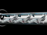 Una recreación del Hyperloop, un futurista sistema de transporte.