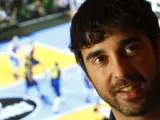 El escolta del Barça Juan Carlos Navarro, en la presentación del videojuego NBA2K14, del que es uno de los protagonistas.