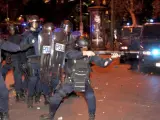 Antidisturbios en el madrileño Paseo del Prado, durante las cargas policiales del 25-S.