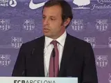Sandro Rosell, presidente del FC Barcelona, en rueda de prensa.