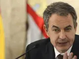 El expresidente del Gobierno, José Luis Rodríguez Zapatero, durante su intervención en las jornadas 'Villalar lugar de encuentro, 30 aniversario del Estatuto'.