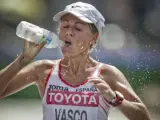 La española María Vasco, en la prueba de 20 kilómetros marcha de los Mundiales de atletismo.