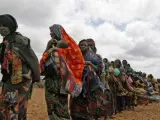 Mujeres en un centro de alimentación en Somalia.