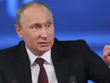 El presidente ruso durante una rueda de prensa en Moscú.