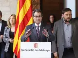 El presidente de la Generalitat de Cataluña, Artur Mas, durante su comparecencia en la que anunció la pregunta y la fecha de la consulta soberanista.