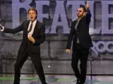 Ringo Starr y Paul McCartney en la presentación del videojuego The Beatles Rockband en 2009.