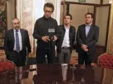 Los diputados de Amaiur (de izq. a dcha.), Rafael Lareina, Xabier Errekondo, Iker Urbina y Jon Iñarritu.