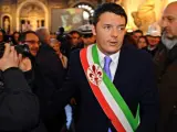 El líder del Partido Democrático (PD) y alcalde de Florencia (c) asiste a una ceremonia celebrada en el Palacio Vecchio de Florencia.