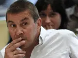 Arnaldo Otegi, exportavoz de Batasuna, durante el juicio en su contra y en contra de otros siete dirigentes acusados de intentar reconstruir la ilegalizada formación abertzale.