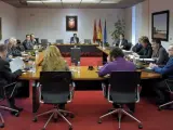 Imagen de la comisión de investigación sobre la situación de la Hacienda Foral de Navarra creada tras las acusaciones de "injerencias" vertidas contra la consejera Lourdes Goicoechea.