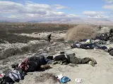 Varios cadáveres de supuestos combatientes rebeldes yihadistas muertos a manos de las tropas del régimen sirio.