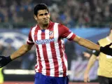 El delantero del At. de Madrid, Diego Costa, tras conseguir el segundo tanto frente al Austria de Viena.