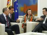El ministro de Exteriores ruso, Serguéi Lavrov, durante su reunión con Mariano Rajoy en el Palacio de la Moncloa.