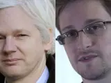 Combo de fotografías de Julian Assange, fundador de Wikileaks, y el extécnico de la CIA Edward Snowden.