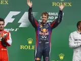 Fernando Alonso, Sebastian Vettel y Lewis Hamilton, el podio del GP de Canadá.