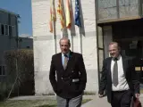 Francis Franco sale de los juzgados de Calamocha con su abogado