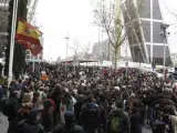 Los manifestantes, en Plaza de Castilla, este lunes
