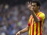 Sergio Busquets hace un gesto en el Espanyol-Barça.