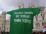 La 'marea verde', a su paso por la plaza de la Cibeles.