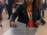 Iratxe García votando en Laguna de Duero 25M