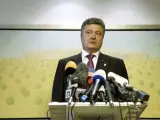 El presidente de Ucrania, Petro Poroshenko, en una locución ante los medios.
