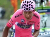 El ciclista colombiano de Movistar Nairo Quintana, en la cronoescalada de la antepenúltima etapa del Giro de Italia 2014.
