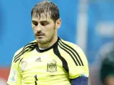 Iker Casillas en el partido ante Holanda.