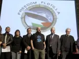 Miembros de la Flotilla de la Libertad durante una presentación en Madrid.