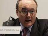 El gobernador del Banco de España, Luis María Linde, durante una conferencia en el Círculo de Economía de Barcelona.