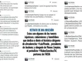Recopilatorio de tuits de Luis Pineda, presidente de Ausbanc, hacia el portavoz de Facua Rubén Sánchez.