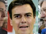De izda a dcha: Madina, Sánchez y Pérez Tapias, los tres candidatos a la Secretaría General del PSOE.