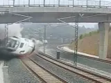 Momento del accidente de tren de Santiago de Compostela.