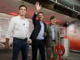 De izda a dcha: Pedro Sánchez, Eduardo Madina y Antonio Pérez Tapias, candidatos a Secretario General del PSOE.