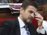 El diputado Oriol Pujol, imputado en el 'caso de las ITV', durante un pleno en el Parlamento catalán.
