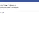 La página de Facebook, en el momento en que ha experimentado una caída.