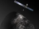 Recreación artística de la sonda Rosetta aproximándose al cometa Churyumov-Gerasimenko.
