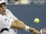 Roberto Bautista, en su partido del Open USA, que perdió ante Roger Federer.
