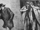 Dibujo de 1888 en el periódico Illustrated London News titulado "Un personaje sospechoso" ("A Suspicious Character"), en relación al caso de "Jack el Destripador".