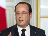 El presidente francés, François Hollande, comparece en una rueda de prensa.