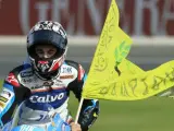 Maverick Viñales celebra su victoria en el Mundial de Moto3.